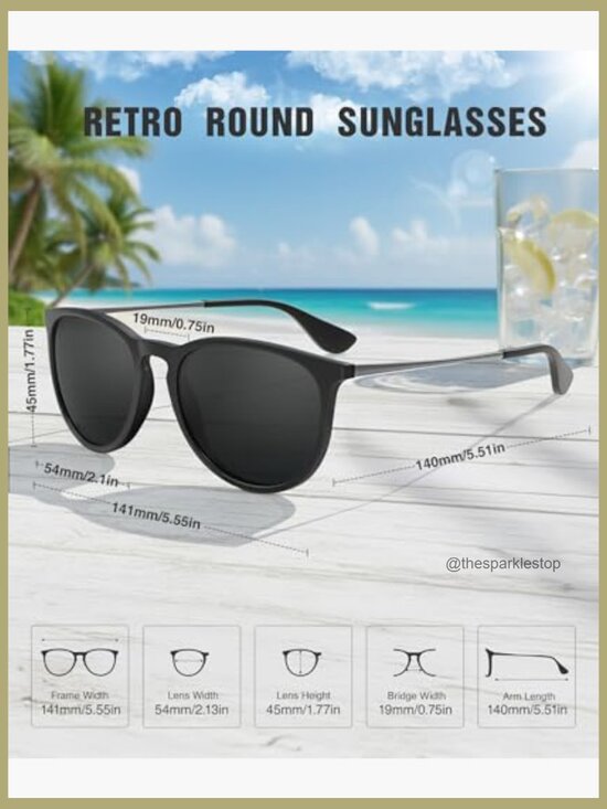 Polarized Retro Round Sunglasses with UV400 Protection 3 Pack main image 4